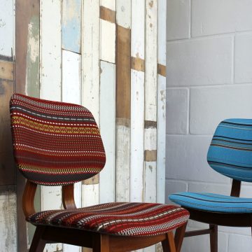 Vintage stoel bekleed met Point van Kvadrat Paul Smith